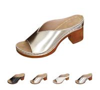 Sandalias para mujer con tacón, pantuflas de verano cómodas, pantuflas para mujer, transpirables, de piel sintética, estilo bohemio, de corcho, tacón de bloque, sandalias de moda para exteriores