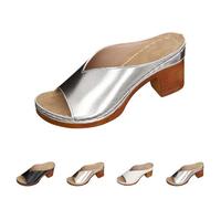 Sandalias para mujer con tacón, pantuflas de verano cómodas, pantuflas para mujer, transpirables, de piel sintética, estilo bohemio, de corcho, tacón de bloque, sandalias de moda para exteriores