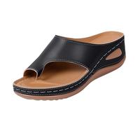 Sandalias para mujer con tacón, sandalias de cuña ortopédicas, chanclas de dedo del pie, sandalias elegantes y cómodas, sandalias de verano antideslizantes, zapatillas transpirables, Negro , 36 EU