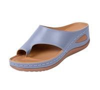 Sandalias para mujer con tacón, sandalias de cuña ortopédicas, chanclas de dedo del pie, sandalias elegantes y cómodas, sandalias de verano antideslizantes, zapatillas transpirables, marine, 36 EU