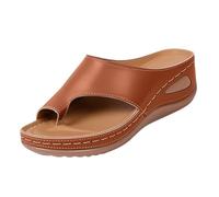 Sandalias para mujer con tacón, sandalias de cuña ortopédicas, chanclas de dedo del pie, sandalias elegantes y cómodas, sandalias de verano antideslizantes, zapatillas transpirables, marrón, 36 EU