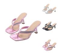 Sandalias para mujer con tacón, sandalias de verano para mujer, sandalias cuadradas, sandalias para mujer, sandalias transpirables de verano, Rosa., 38 EU