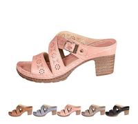 Sandalias para mujer con tacón, sandalias de verano, sandalias de plataforma con tacón de bloque, sandalias de mujer con hebilla, sandalias de playa transpirables, sandalias ligeras de verano para el