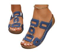 Sandalias para mujer, de ajuste ancho, cómodas, con cuña, informales, puntera abierta, ortopédicas, ligeras, para verano, con correa al tobillo, sandalias de moda, sandalias para caminar, ajuste ancho