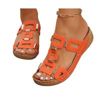 Sandalias para mujer, de ajuste ancho, cómodas, con cuña, informales, puntera abierta, ortopédicas, ligeras, para verano, con correa al tobillo, sandalias de moda, sandalias para caminar, ajuste ancho