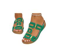Sandalias para mujer, de ajuste ancho, cómodas, con cuña, informales, puntera abierta, ortopédicas, ligeras, para verano, con correa al tobillo, sandalias de moda, sandalias para caminar, ajuste ancho