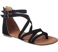 Sandalias para Mujer Elegantes Pisos de Verano Zapatos Romanos Casual Chanclas de Playa Sandalias de Viaje,Negro,US5/EU36