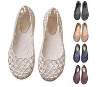 Sandalias para mujer, elegantes, zapatos de verano, planos, cómodos, con pies anchos, suelas suaves, sandalias de verano cerradas, sandalias romanas trenzadas, transpirables, Blanco, 39 EU