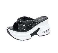 Sandalias para mujer, ligeras, transpirables, con puntera para un cómodo deslizamiento, plataforma de verano, zapatos casuales, deslizantes, para viajes y verano, Black, 38.5 EU