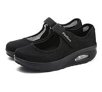 Sandalias para Mujer Malla Merceditas Plataforma Ligero Zapatillas Sneaker Casual Zapatos de Deporte Mocasines Negros Veran 37 EU