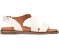 PIKOLINOS Sandalias planas salomé de piel Valencia. Color Blanco
