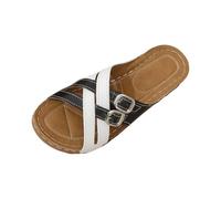 Sandalias para mujer, sandalias de baño cruzadas, suela gruesa, sandalias de cuña, transpirables, ortopédicas, con soporte para arco, sandalias bohemias, sandalias anchas para la playa, sandalias