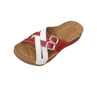 Sandalias para mujer, sandalias de baño cruzadas, suela gruesa, sandalias de cuña, transpirables, ortopédicas, con soporte para arco, sandalias bohemias, sandalias anchas para la playa, sandalias