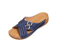 Sandalias para mujer, sandalias de baño cruzadas, suela gruesa, sandalias de cuña, transpirables, ortopédicas, con soporte para arco, sandalias bohemias, sandalias anchas para la playa, sandalias