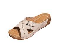 Sandalias para mujer, sandalias de baño cruzadas, suela gruesa, sandalias de cuña, transpirables, ortopédicas, con soporte para arco, sandalias bohemias, sandalias anchas para la playa, sandalias