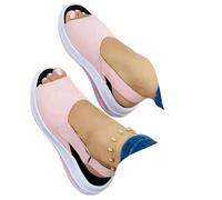 Sandalias para mujer, sandalias y chanclas para mujer, zapatos planos ortopédicos con soporte de arco para caminar, zapatos de fondo grueso para viajar, cómodos, ocio, moda casual, M2b Rosa, 39 EU