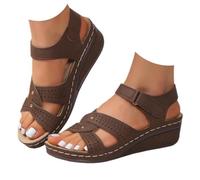 Sandalias para mujer, sandalias y chanclas para mujer, zapatos planos para mujer, ajuste ancho, correa de tobillo cómoda, puntera abierta con soporte de arco, sandalias de cuña para caminar para mujer