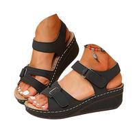 Sandalias para mujer, sandalias y chanclas para mujer, zapatos planos para mujer, ajuste ancho, puntera abierta, hueca, correa al tobillo, plataforma transpirable, verano, playa, caminar, zapatos de