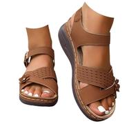 Sandalias para mujer, sandalias y chanclas para mujer, zapatos planos para mujer, ajuste ancho, puntera abierta, hueca, correa al tobillo, plataforma transpirable, verano, playa, caminar, zapatos de