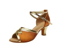 Sandalias para mujer, talla 4, estilo latino, para baile de graduación, color liso, Brown, 39 EU