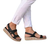 Sandalias para mujer, verano, casuales, con cuña, elegante, ortopédica, con Scratch Nu-pies, suela suave, caminar y viaje, para mujer, sandalia de punta abierta, correa de tobillo elástica, zapatos de