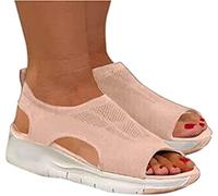 Sandalias para Mujer Verano Lavables Slingback Slide Sandalias Deportivas Gradación Fondo Grueso Boca De Playa Sandalias Casuales Malla Suela Suave Zapatos para Mujer,Rosado,US11/EU43
