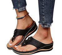 Sandalias para Mujer y niña, con Plataforma de cuña de Verano, Chanclas para juanetes, Zapatos de Playa Informales Bohemios con Tiras de Gladiador, Rosa, US10/EU42