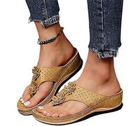 Sandalias para Mujer y niña, con Plataforma de cuña de Verano, Chanclas para juanetes, Zapatos de Playa Informales Bohemios con Tiras de Gladiador, Rosa, US10/EU42