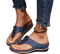 Sandalias para Mujer y niña, con Plataforma de cuña de Verano, Chanclas para juanetes, Zapatos de Playa Informales Bohemios con Tiras de Gladiador, Rosa, US10/EU42