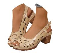 Sandalias para mujer, zapatos de tacón pequeño para mujer, sandalias y puntera abierta, zapatillas de color liso, gruesas, club, sexy, tarde de alto nivel, elegante, elegante, para verano, para