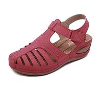 Sandalias para Mujeres Cedición Casual Sandalias Cerradas Mujeres Costando Hild de Hebilla Zapatos de Bucle de Bucle Medio Tacón no Slip Soft7.5 Reino Unido