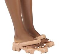 Sandalias para Mujeres Diseño Damas Flip-Flops Damas Gruidas Bottom Bottom Slippers Open Toe Damas Slipperskhaki, 7.5 Reino Unido