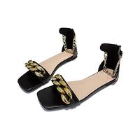 Sandalias para Mujeres Sandalias Gladiadores Tisos de Oro de Verano Sandalias Zapatillas Zapatillas Party Ladies Sandalsschwarz, 7.5 Reino Unido