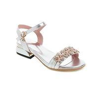 Sandalias para Mujeres Sandalias Planas Flat Sandalias Glitter Sandalias Open Toe Lace Up Summer Summer Pink Goldwhite, 3.5 Reino Unido