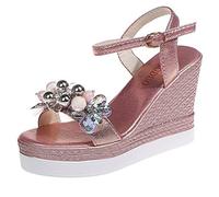 Sandalias para Mujeres Sandalias Sandalias Mujeres Cade Cadeal Pearl Crystals Altura de la Flor Controlador de Hebilla fría99