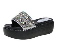 Sandalias para Mujeres Slippers Slippers Plataforma Cuaradas Tobogán sólidos Soles Fuera de los Zapatos Damas4.5