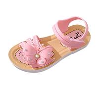 Sandalias para niña, sandalias elegantes con tiras con flores, sandalias de niña para bebé, sandalias de princesa con purpurina, zapatos de playa bohemios, antideslizantes, tallas 21-36, A04rosa, 27