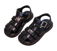 Sandalias para niñas Baotou Sandalias romanas Edición Coreana Suela Suave Con Zapatos De Princesa Extranjera Botas Térmicas Botas De Caza, Negro , 28 EU X-Estrecho