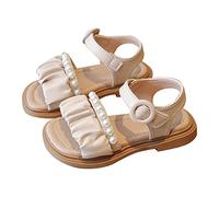Sandalias para niños, sandalias para niñas, sandalias de playa de cuero, zapatos ligeros, sandalias de verano con flores de verano, antideslizantes, beige, 24 EU