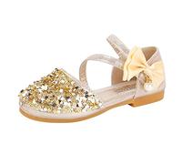 Sandalias para niños y niñas, 28, ligeras, antideslizantes, con purpurina, estrechas, Mary Jane Princess, color sólido, zapatos planos de vestir con estrás, lazos, zapatos de noche, bodas, fiestas