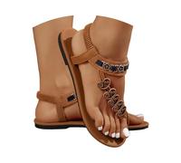 Sandalias planas de estilo bohemio con punta redonda y tiras en forma de corazón, calzado informal de verano para la playa. Versatilidad para tu Ritmo Diario