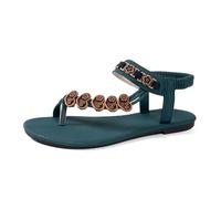 Sandalias planas de estilo bohemio con punta redonda y tiras en forma de corazón, calzado informal de verano para la playa. Versatilidad para tu Ritmo Diario