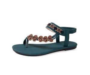 Sandalias planas de estilo bohemio con punta redonda y tiras en forma de corazón, calzado informal de verano para la playa. Versatilidad para tu Ritmo Diario