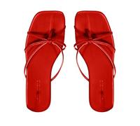 Sandalias Planas de Mujer Puntera Cuadrada Tiras Tiras Al Tobillo Zapatos Boho Tipo Slide Sandalias de Verano sin Cordones de Cuero SintéTico con Puntera Abierta para Ocasiones Formales Vacaciones