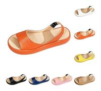 Sandalias planas de plataforma para mujer, de verano, ortopédicas, de ajuste ancho, puntera abierta, sandalias de playa con correa para el tobillo para mujer, estilo casual, soporte de arco, zapatos