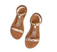 Sandalias planas de playa para mujer, elegantes sandalias elásticas en el tobillo con correa en T, sandalias de verano, sandalias de verano, sandalias bohemias de verano, sandalias elegantes con tiras