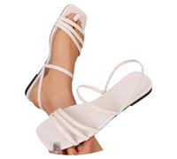 Sandalias planas de tacón bajo con tira fina, cómodas, versátiles y elegantes, ideales para el verano y ocasiones informales. Punta abierta casual