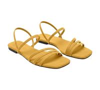Sandalias planas de tacón bajo con tira fina, cómodas, versátiles y elegantes, ideales para el verano y ocasiones informales. Punta abierta casual