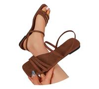 Sandalias planas de tacón bajo con tira fina, cómodas, versátiles y elegantes, ideales para el verano y ocasiones informales. Punta abierta casual