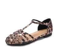 Sandalias planas de, transpirables, tejidas, con hebilla calada y puntera cerrada, calzado de verano, mujer, antideslizantes y cómodas para diario y playa